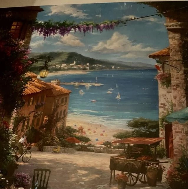 Thomas Kinkade "意大利咖啡馆"签名编号大框限量版 27x36" 带真品证明 — 第 3/4 张图片