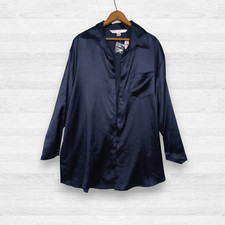 Victoria's Secret Vintage Button-Up Dark Midnight Blue Nightgown NWT Size M