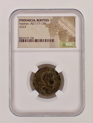 [158] AD 117-138 PHOENICIA, BERYTUS (Hadrian) Æ23 NGC Certified (Lebanon)