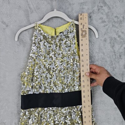 Robert Rodriguez Dress Womens Size 8 Yellow Silver Sequin Cocktail Party  Sheath | eBay