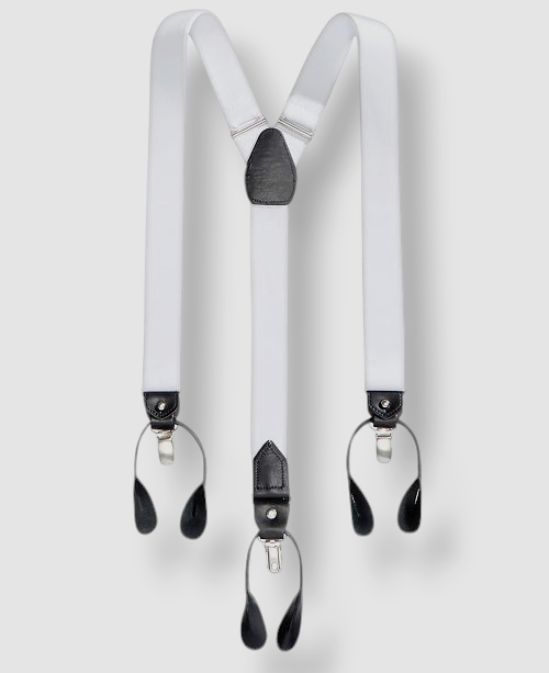 CTM® Men's Elastic Button End Dress Suspenders With Silver