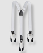 Club Room Mens White Solid Elastic Stretch Metal Clip-On End Suspenders