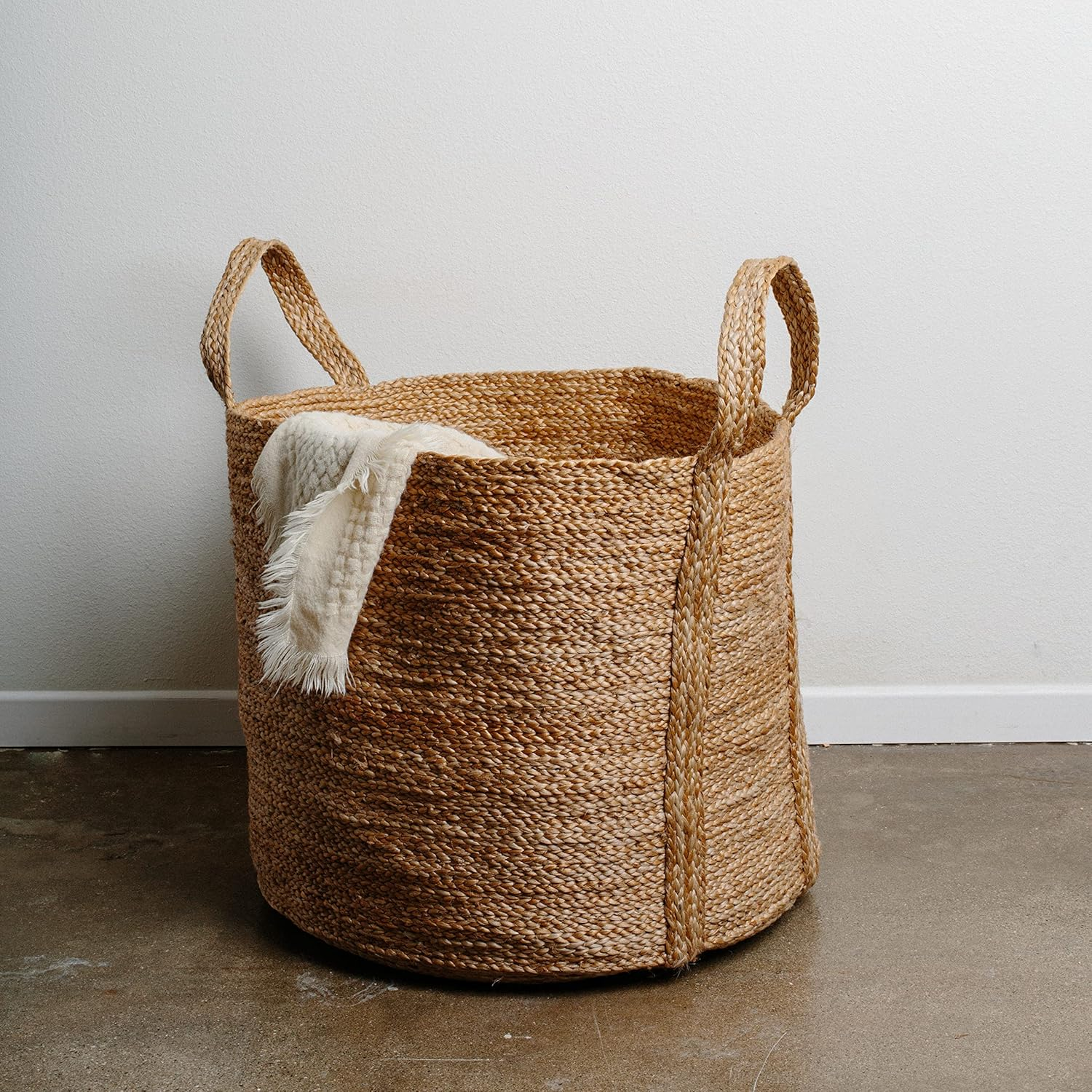 Extra Large Handmade Woven Storage Basket 100% Jute - 17 X 17” Tall Decorative R