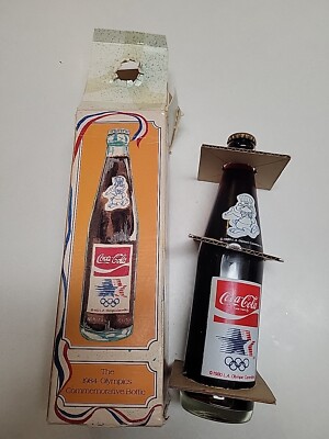 Coca Cola 1984 Los Angeles Olympic Bottle in Display Box Full 10oz Great Display