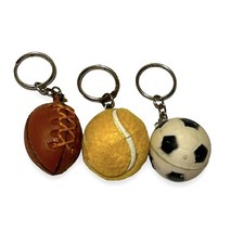 Vintage Sports Football Tennis Soccer Ball Keychain Ring Fob Lot