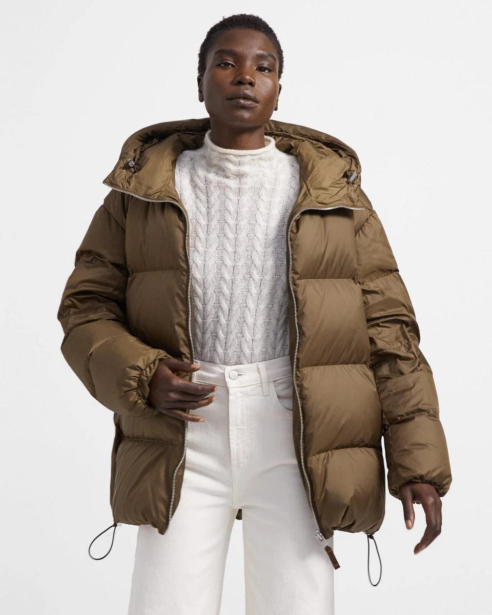 465 THEORY REVERSIBLE PUFFER FEATHER POLY DARK OLIVE QUILTED DOWN