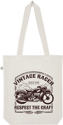 Stoffbeutel Baumwolle Tasche Jutebeutel Vintage Racer Bike Motorrad Fun Motiv