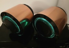 Bücherregal-Lautsprecher KUPFER HiFi Full Range Surround Heimkino UK GRÜN LED HALO