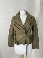 Worn Once Allsaints Leather Griffin Biker Jacket Size 10 Rrp £339