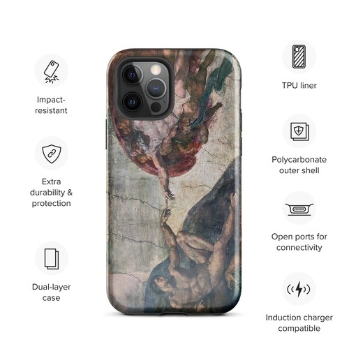 Miguel Ángel, La Creación de Adán, estilo original, nueva funda resistente para iPhone® - Imagen 7 de 20