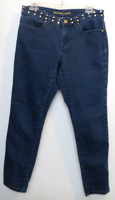 Michael Kors Izzy Skinny Blue Jeans Womens 8 Tapered Ankle Length Fitted Blue