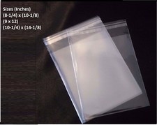 200 Clear Resealable Self-Adhesive Cello Plastic bag 1.2 Mil Poly VARIOUS SIZES