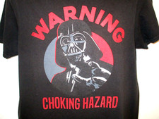 STAR WARS DARTH VADER "Warning, Choking Hazard" T-shirt Large Black
