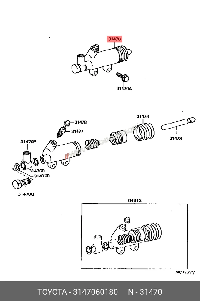 Genuine Clutch Release Cylinder 1995-2001 Toyota Land Cruiser HDJ80R JAPAN OEM Foto 3 de 4