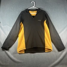 Eddie Bauer Sport Mens Sweater Black Yellow Quarter Zip Size L Polyester Blend