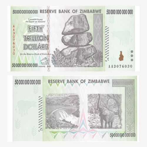 2008 Simbabwe (Rhodesien) alte 50 Billionen Dollar Simbabwe Banknote Afrika UNC - Bild 1 von 3