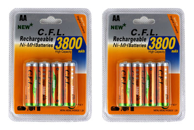 8x AA MIGNON NI-MH AKKU 1,2V 3800 mAh WIEDERAUFLADBAR BLISTER PACK NEU