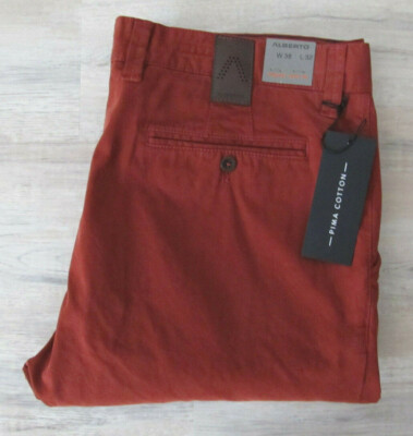ALBERTO LOU REGULAR SLIM FIT HOSE W 38/32 dunkelrot 385 *NEU* 89,95 