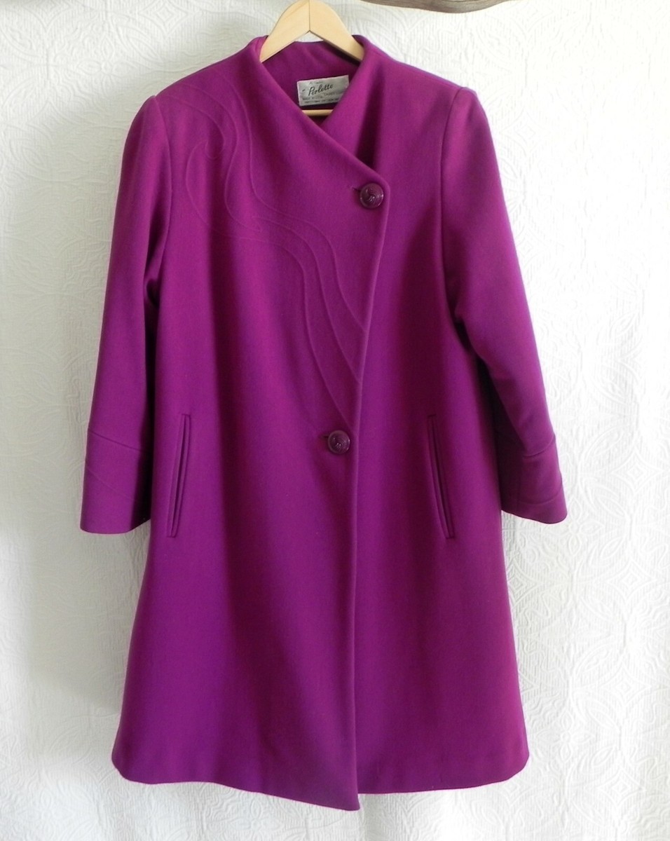 A Sachs Perlette Coat Wool Fuchsia Off Center Buttons