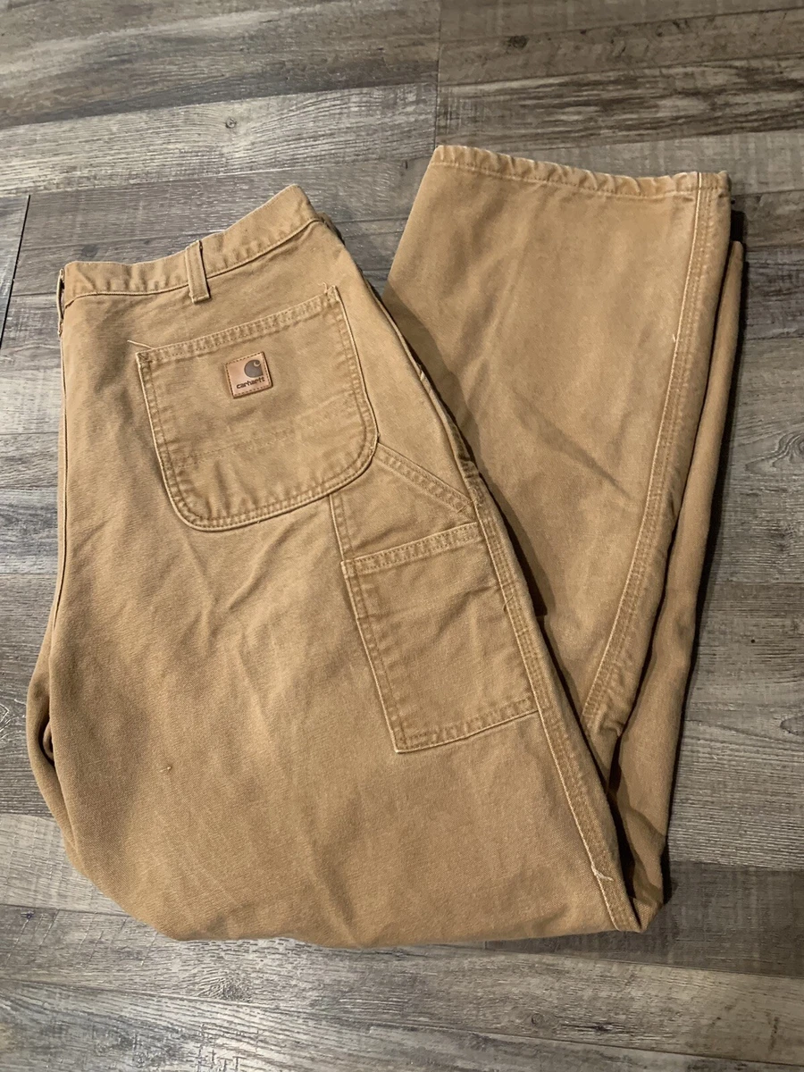 CARHARTT B11 BRN Canvas Carpenter Pants mens 38x34 Brown workwear men Great  Cond