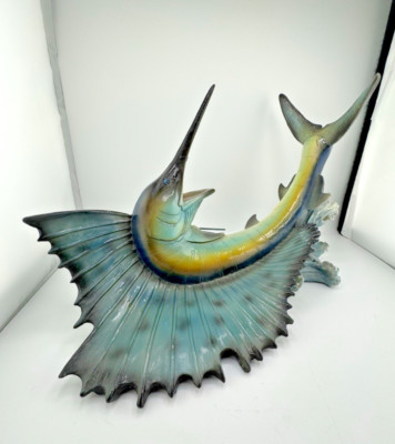 Fantastic Twisting Sailfish Resin Table Sculpture Man Cave Beach Home Decor