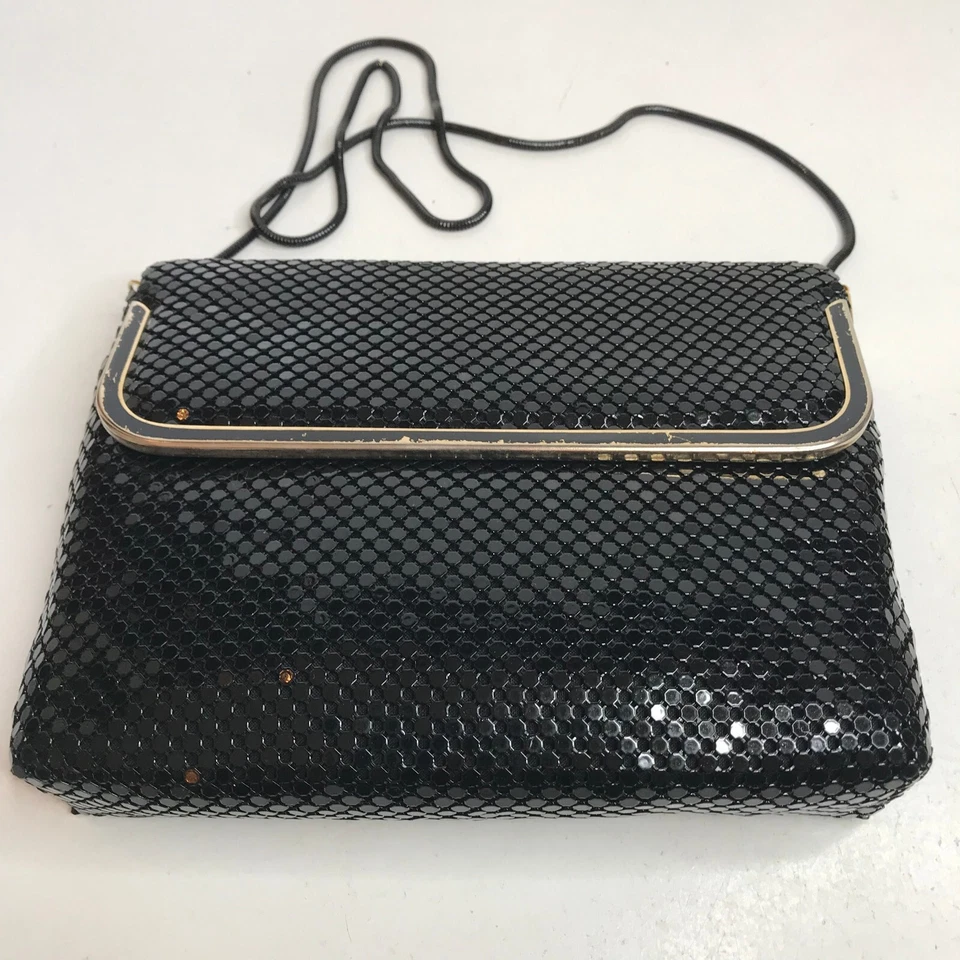 Vintage Black Aluminium Mesh Bag Purse & Keys Purse Made In Hong Kong x 3 Set - Image 3 of 4