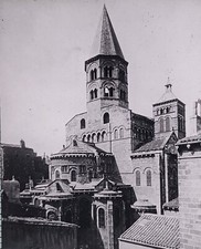 Tower, Notre Dame Du Port, Clermont-Ferrand, France, Magic Lantern Glass Slide