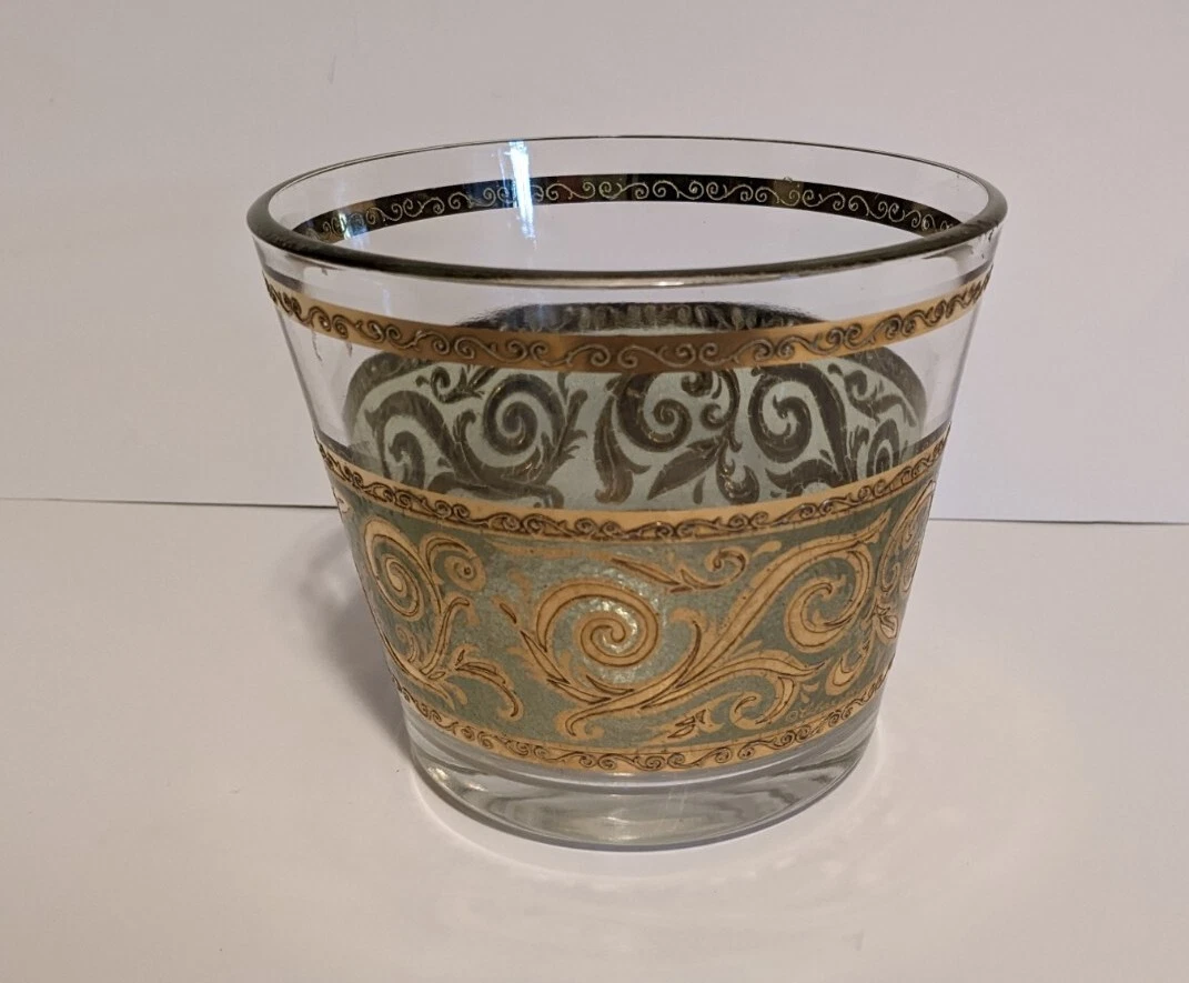 Vintage Culver Ltd. Toledo Green Gold Ice Bucket