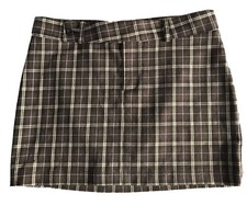 Vintage 90s Y2K Micro Mini Skirt Plaid 6 29 Brown Grunge Indie Academia USA Made