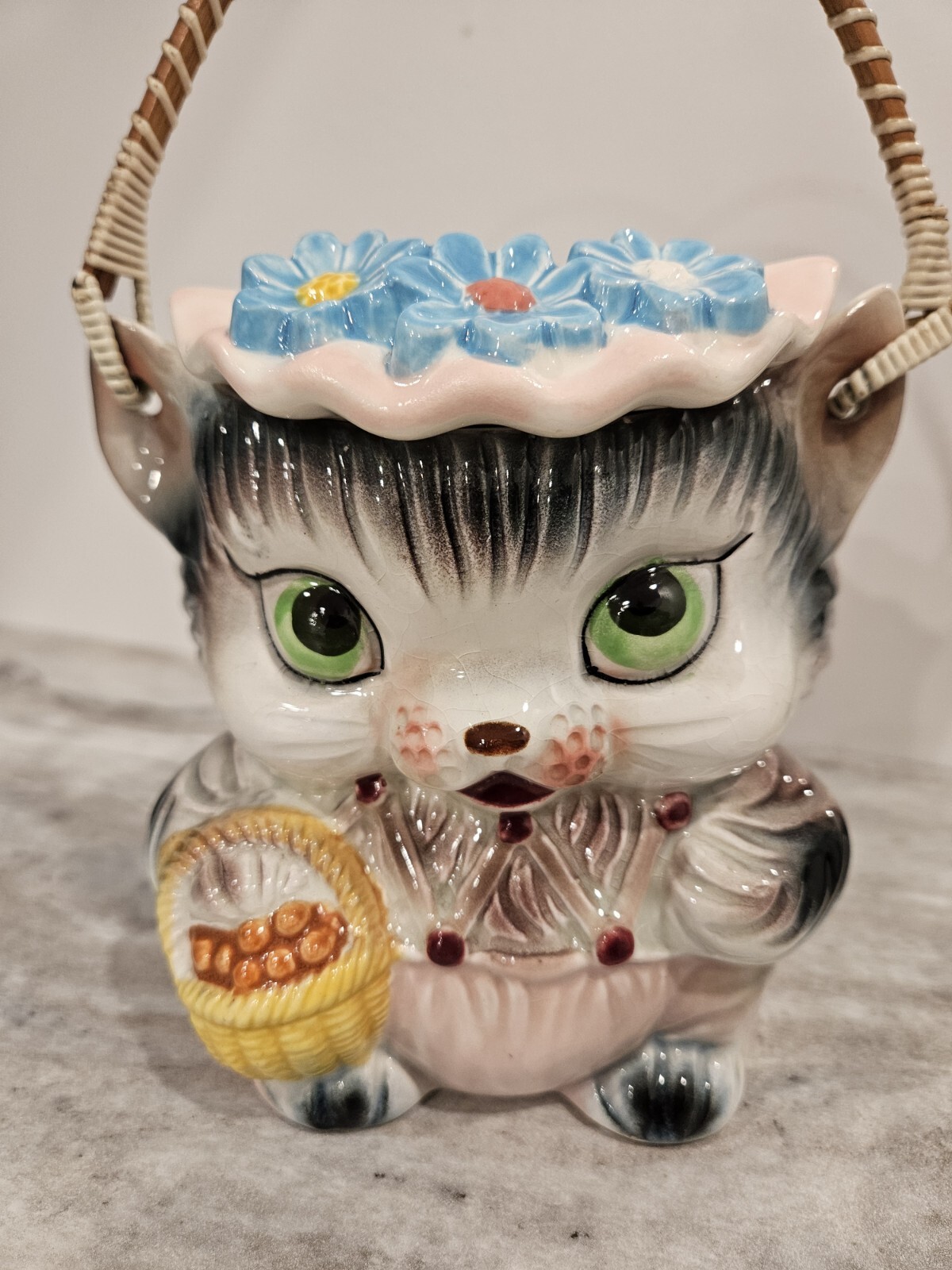 Vintage 1960 KITTY CAT Biscuit Barrel Cookie Jar Kitsch Royal Sealy