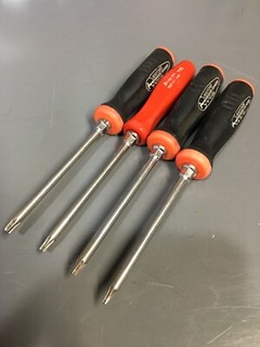 SNAP ON ORANGE HANDLE 4PC MINI TORX DRIVER SET T8 T10 T15 T20 SGDT & SDT