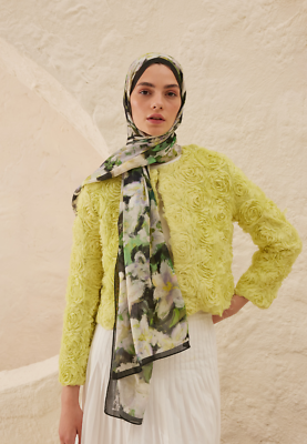 Zara Jacket With Textured Flower Detail Lime Yellow Green Zara Jacket With Textured Flower Detail Lime Yellow Green