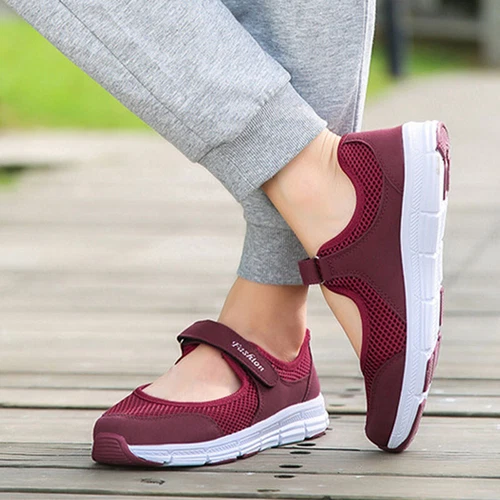 Women's Mary Jane Shoes Sport Lightweight Magic Tape Walking Non-slip Sneakers - Picture 18 of 43