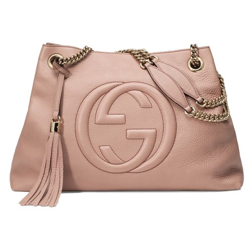 gucci soho chain shoulder bag interlocking gg in blush pink