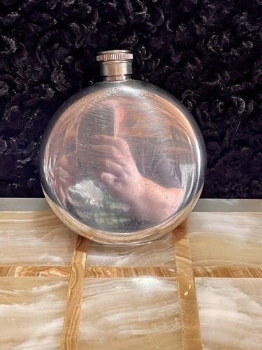 5 Oz. Stainless Steel Mirror Finish Flask With Glass Center - Picture 2 of 3