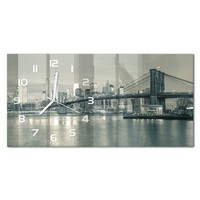 Wanduhr Glas-Wanduhr In Breiter Form Manhattan New York WeißE Zeiger 60X30 Cm