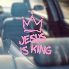 is King - Christian Cross Car Vinyl Decal Bumper Sticker for Car, Wall, Window,