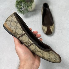 Vintage Gucci Leather Ballet Flats GG Size 37...