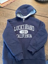 Lucky Brand Kids Sherpa Lined Hoodie Zip Up Jacket Navy Size M 10/12
