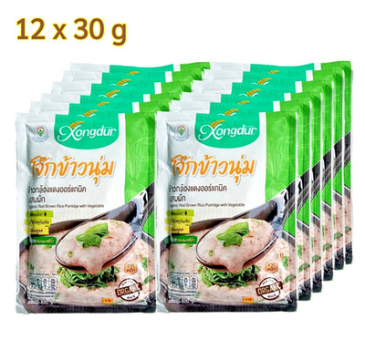 【US DDP】Pack of 12   Organic Red Brown Rice Porridge with Vegetable 1.06 oz