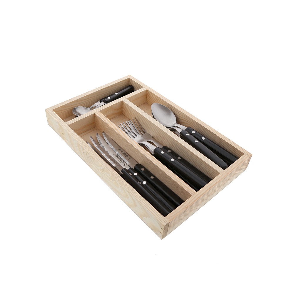 Ménagère 16 pièces Bistrot noir acier inoxydable inox couvert de table moderne