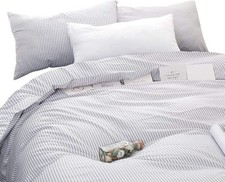 - Striped Cotton Duvet Cover Set, Tiing Stripe Pinstripe