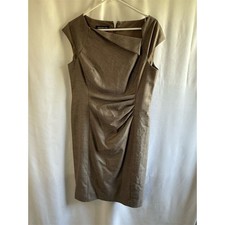 Jones New York Women's Brown Sheath Dress Size 10 Knee Length Cap Sleeve