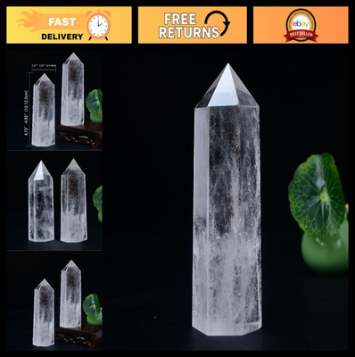 Large Clear Quartz Crystal Tower 4.72-5.11'' Healing Wand 6 Facets Reiki Chakra D