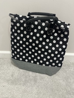 LocknLock Polka Dot Black White Gray Zip Tote Bag with Outer Pockets