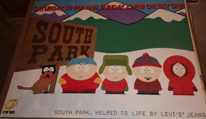 South Park Entire Cast 1997 Sky One Levi's UK Quad 30x40" Original NOS TV POSTER