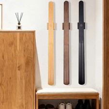 Beech Wood 21.65 in Long Handle Shoe Horn - Magnetic Base No-Bend Helper