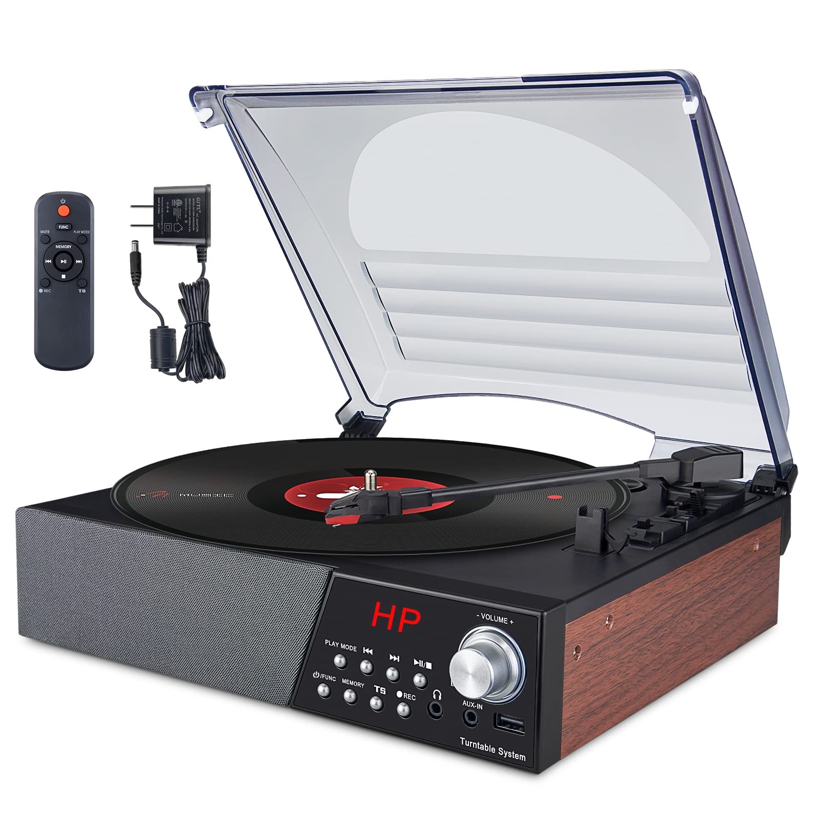 Record Player, 3 Speed Turntable Vinyl Record Player with Bluetooth Speaker, ...