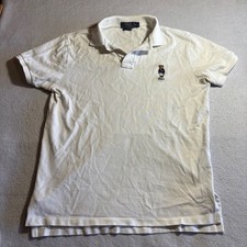 Polo Ralph Lauren Men Custom Fit White Polo Shirt With Bear Logo Size M