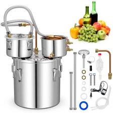 5 Gal Stainless Steel Water Alcohol Distiller Alcohol Still w/Thermometer 3 Pots
